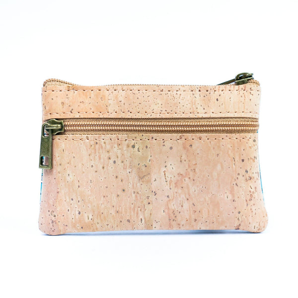 Printed Cork Mini Wallet with Dual Zippers BAG-2316: D