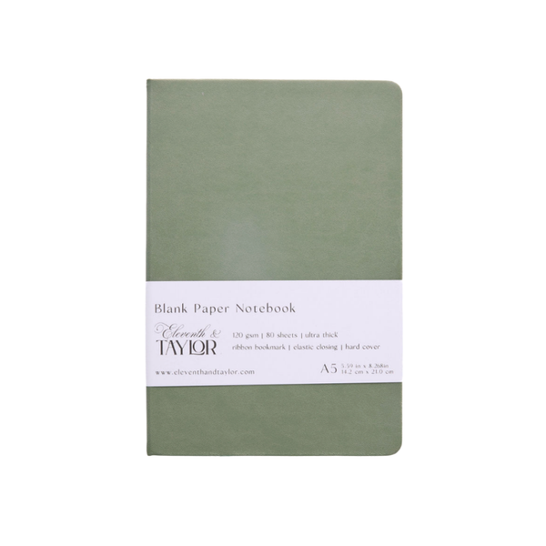160 Page A5 Blank Journals: 120 GSM Thick Blank Card Stock: Teal blue