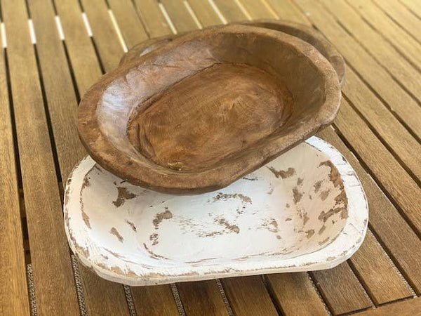 Medium Wood Bowl: 13x9.5x2 / White