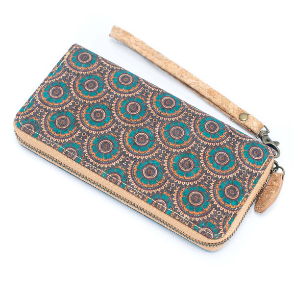 Various patterns natural cork women zipper card wallet- Vegan Cork Wallet BAG-2216: D