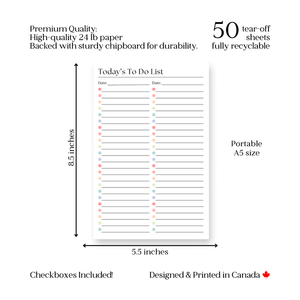 Daily To-Do List and Schedule: 50 Page Tear-Off Notepad