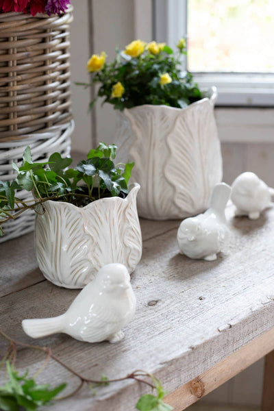 Cream Leaf Pot -Small