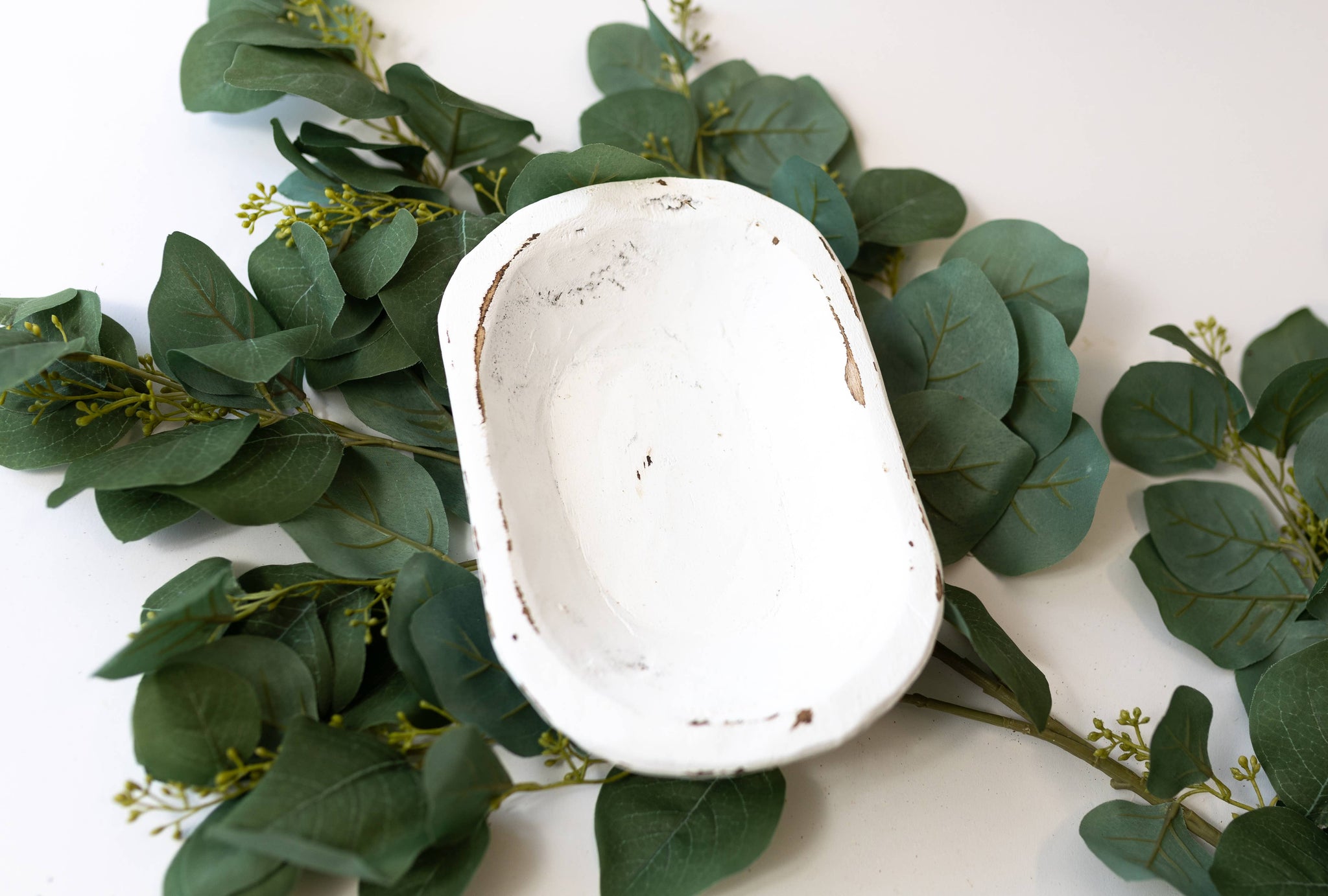 Petite Wood Bowl: 10x6x3 / White