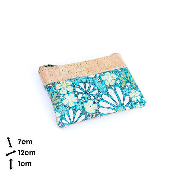 Printed Cork Mini Wallet with Dual Zippers BAG-2316: D