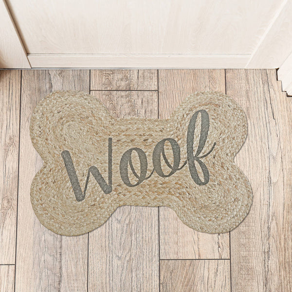 Braided Jute Bone Shape Pet Mat Woof: Brown
