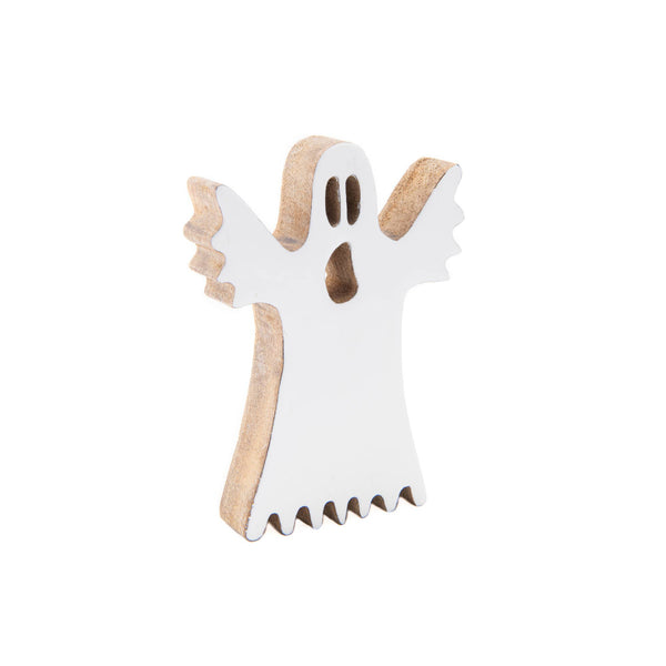 ENAMEL-COATED MANGO WOOD DECOR (WHITE GHOST)