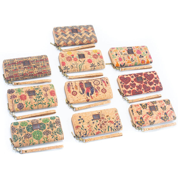Various patterns natural cork women zipper card wallet BAG-2: J