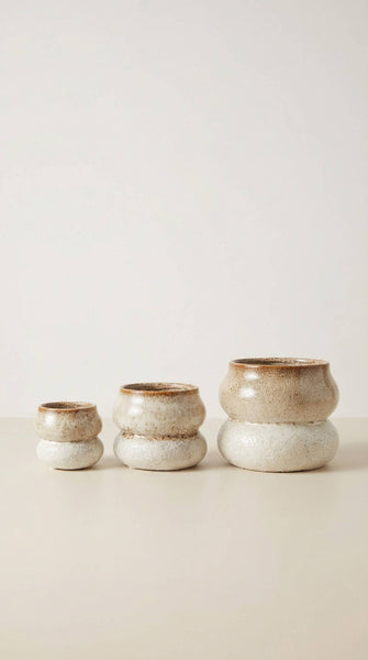 Ceramic Planter Pot, Stacked with Drainage - Noemi: Large 6.5"