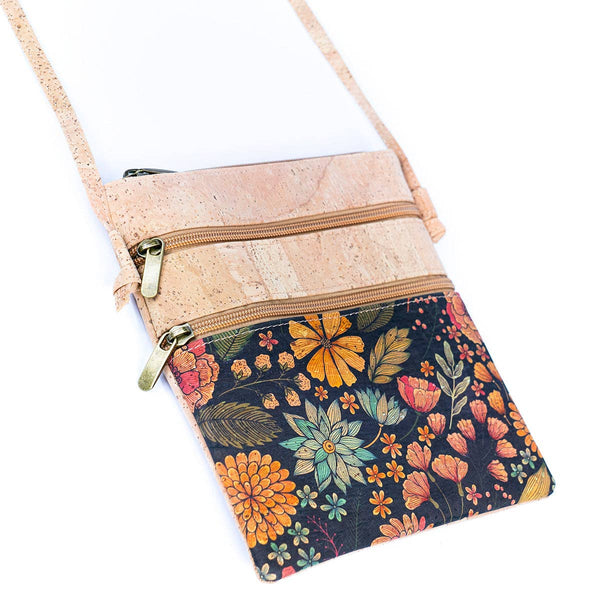 Cork Women's Double Zip Flower print Crossbody Bag BAG-2266DEFGH: G