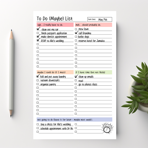 To Do (Maybe) Checklist: 50-Page Tear-Off Notepad