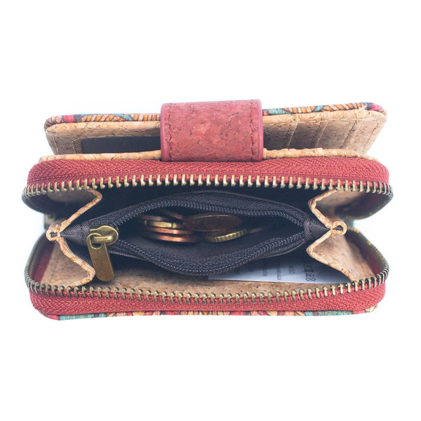Natural Cork Printed Women's Short Card Wallet BAG-2238: E