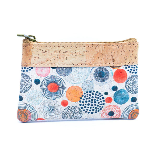Printed Cork Mini Wallet with Dual Zippers BAG-2316: D