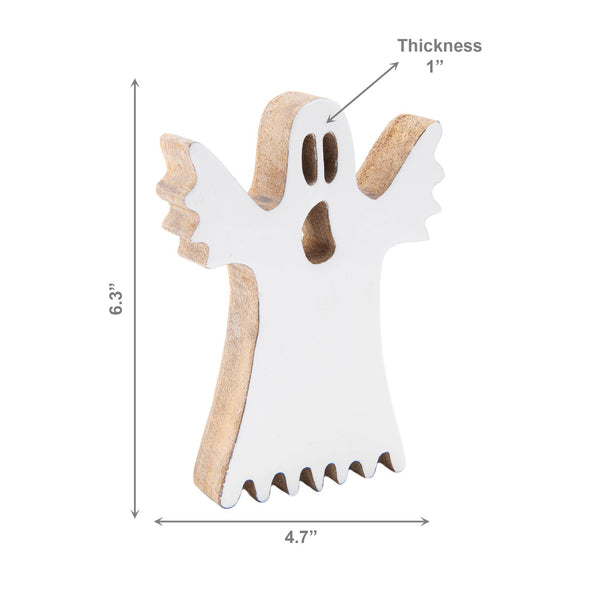 ENAMEL-COATED MANGO WOOD DECOR (WHITE GHOST)