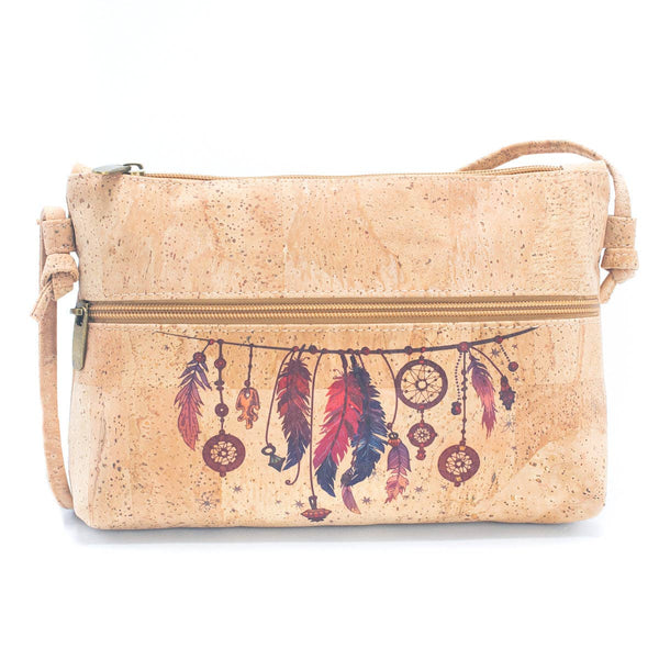 Natural Cork and Printed Design Women's Crossbody Bag BAG-22: B