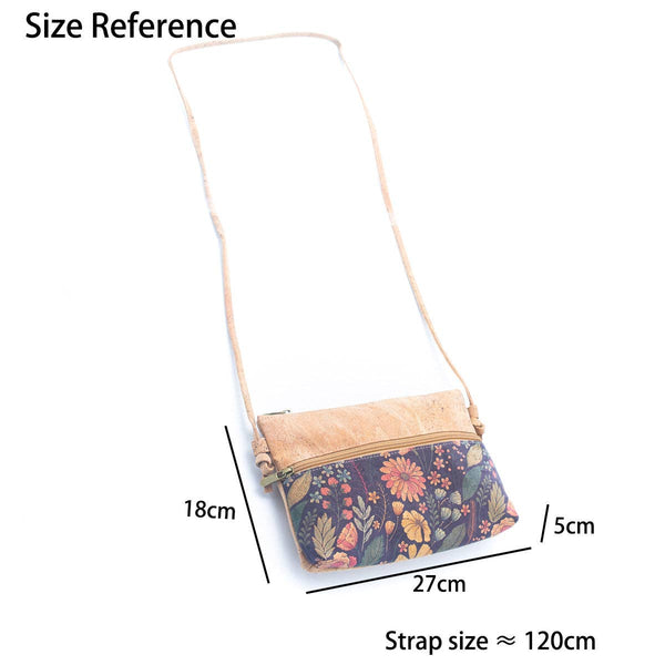 Natural Cork and Printed Design Women's Crossbody Bag BAG-22: B