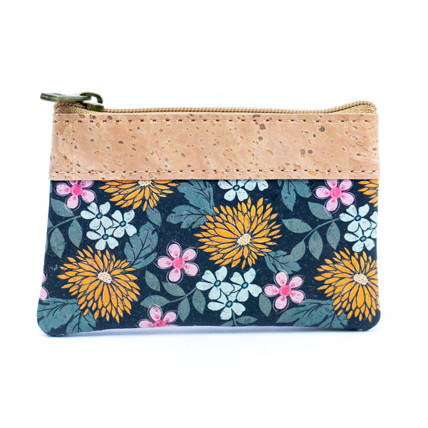 Printed Cork Mini Wallet with Dual Zippers BAG-2316: D