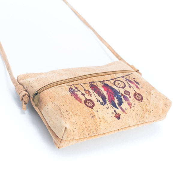 Natural Cork and Printed Design Women's Crossbody Bag BAG-22: B