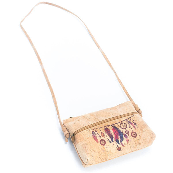 Natural Cork and Printed Design Women's Crossbody Bag BAG-22: B