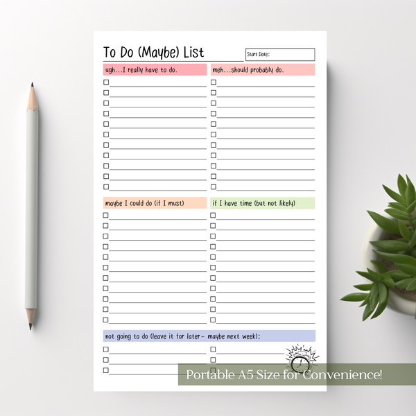 To Do (Maybe) Checklist: 50-Page Tear-Off Notepad