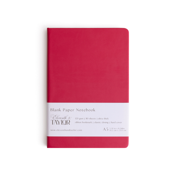 160 Page A5 Blank Journals: 120 GSM Thick Blank Card Stock: Blue