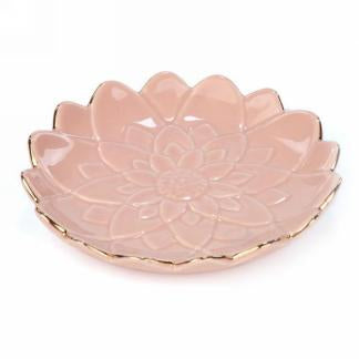 Small Pink Ceramic Flower Catch-All Dish