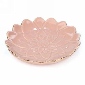 Small Pink Ceramic Flower Catch-All Dish