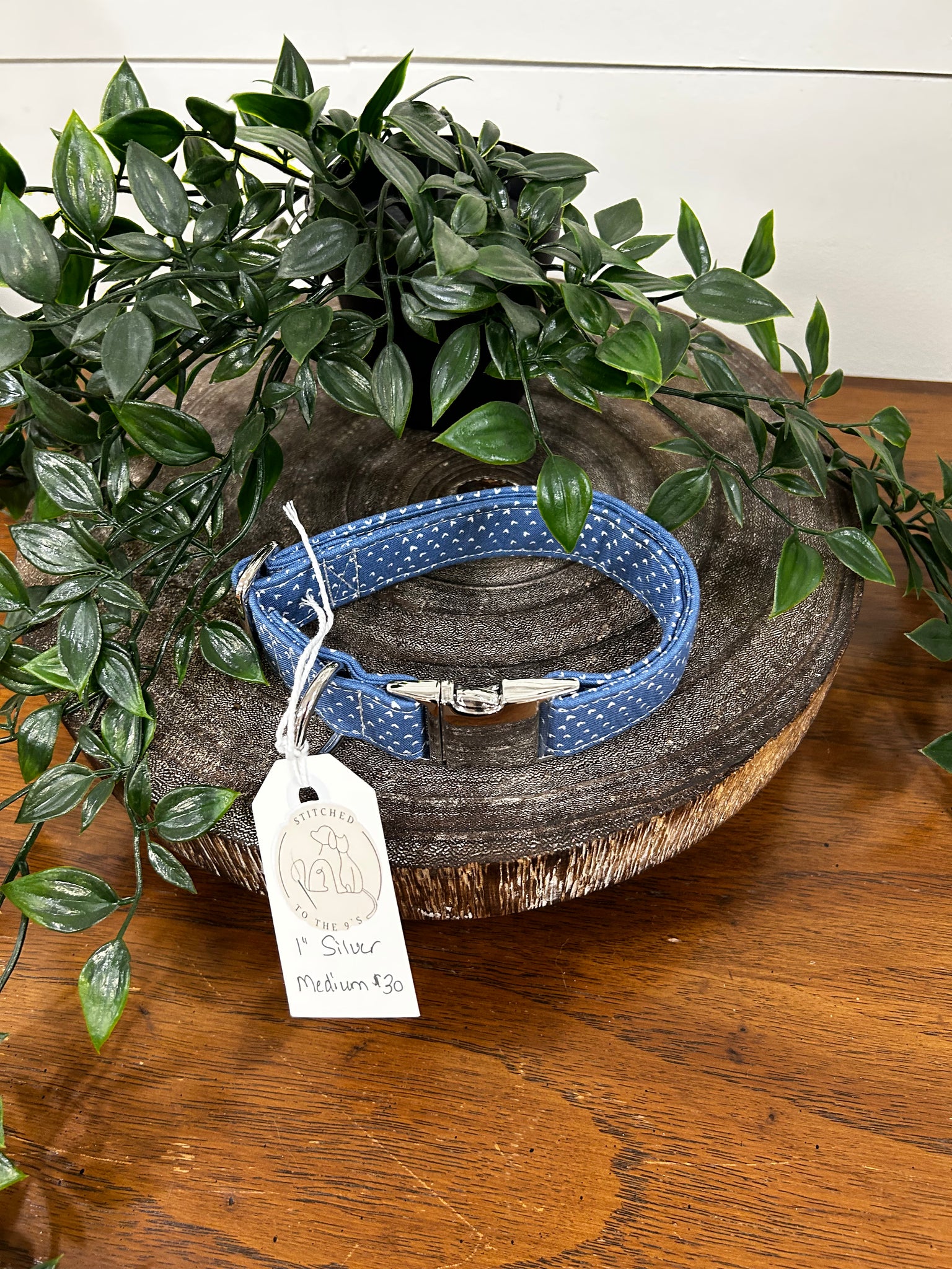 Blue W/ Hearts Dog Collar - Medium