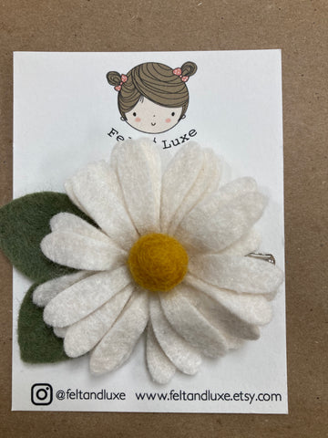 Linen Wild Daisy Flower Hair Clip