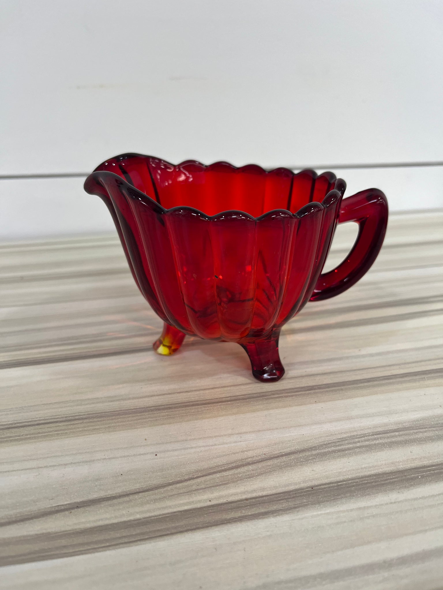 Vintage Red Glass Creamer