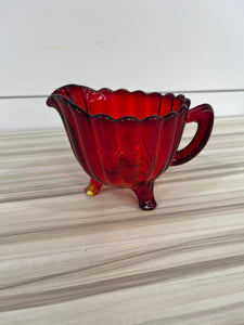 Vintage Red Glass Creamer