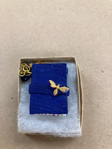Blue Leather Book W/ Dragonfly Charm Necklace
