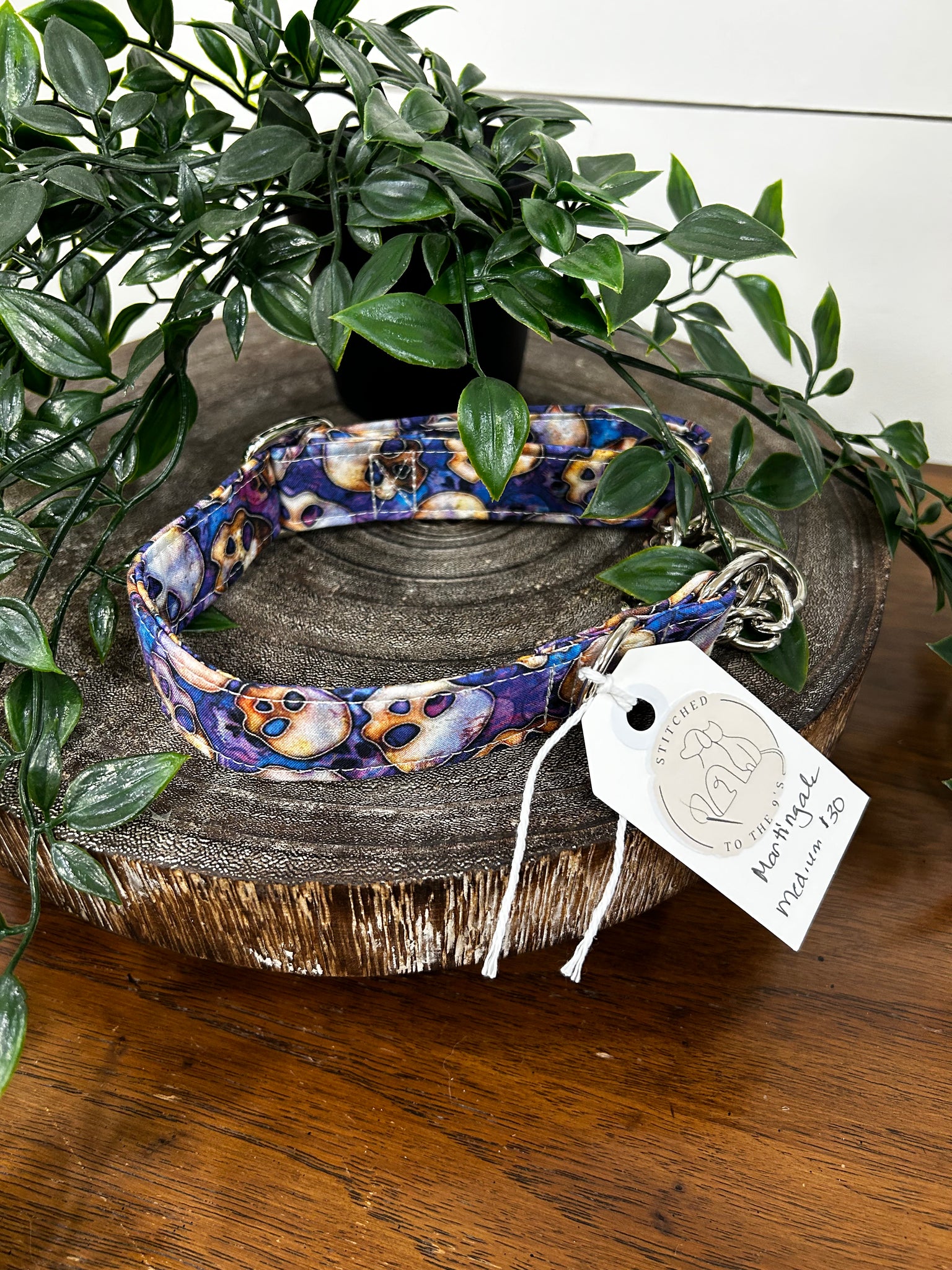 Purple Skull Martingale Dog Collar - Medium