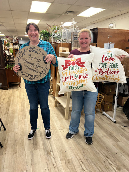 Two 20"x20" Pillow Stencilling w/Inserts Instore Workshop Project