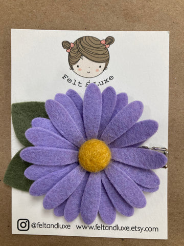 Lg Felt  Purple Daisy Flower Hair Clip