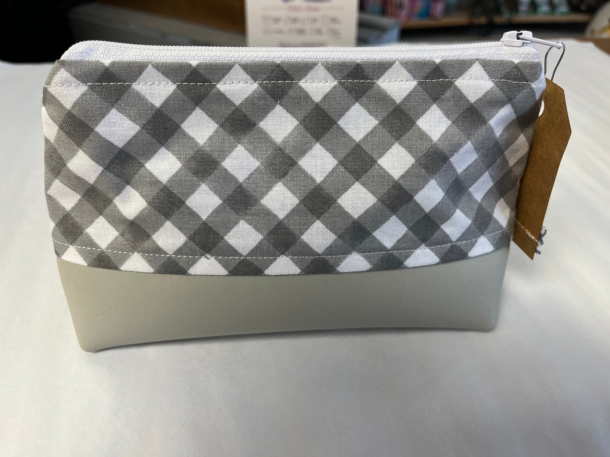 Grey Check Pouch