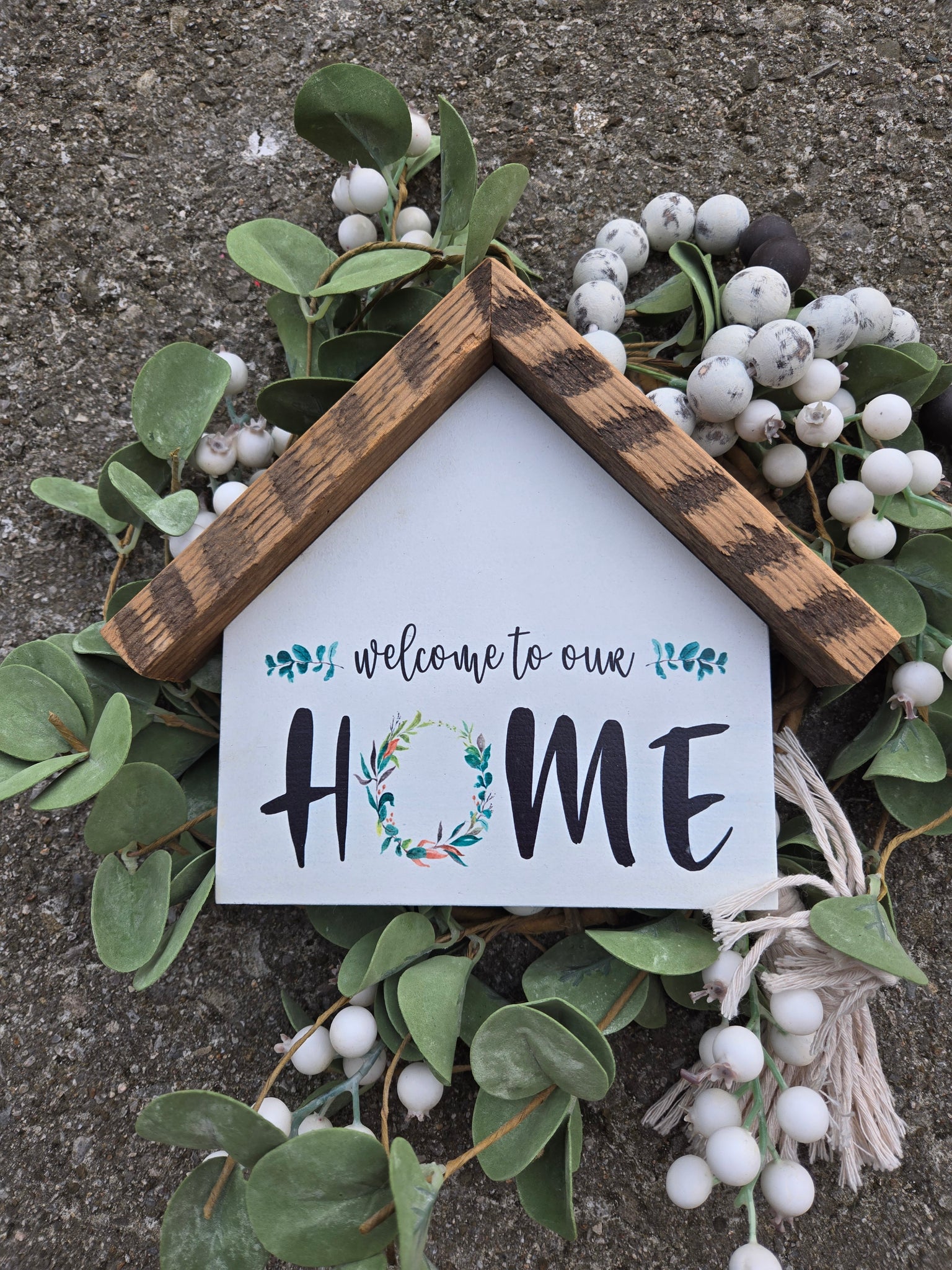 Sublimated house "Welcome to our home wreath" sign