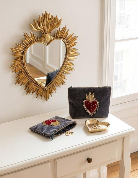 Rimmed Heart Tray -Gold