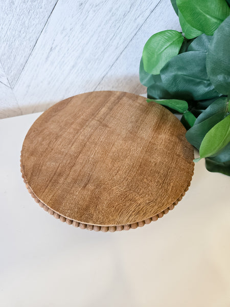 Brown Mango Wood Beaded Round Trivet