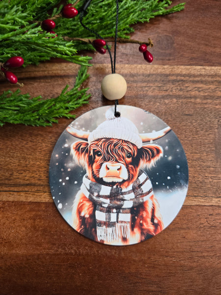 Highland Cow Acrylic Ornaments 3" -assorted