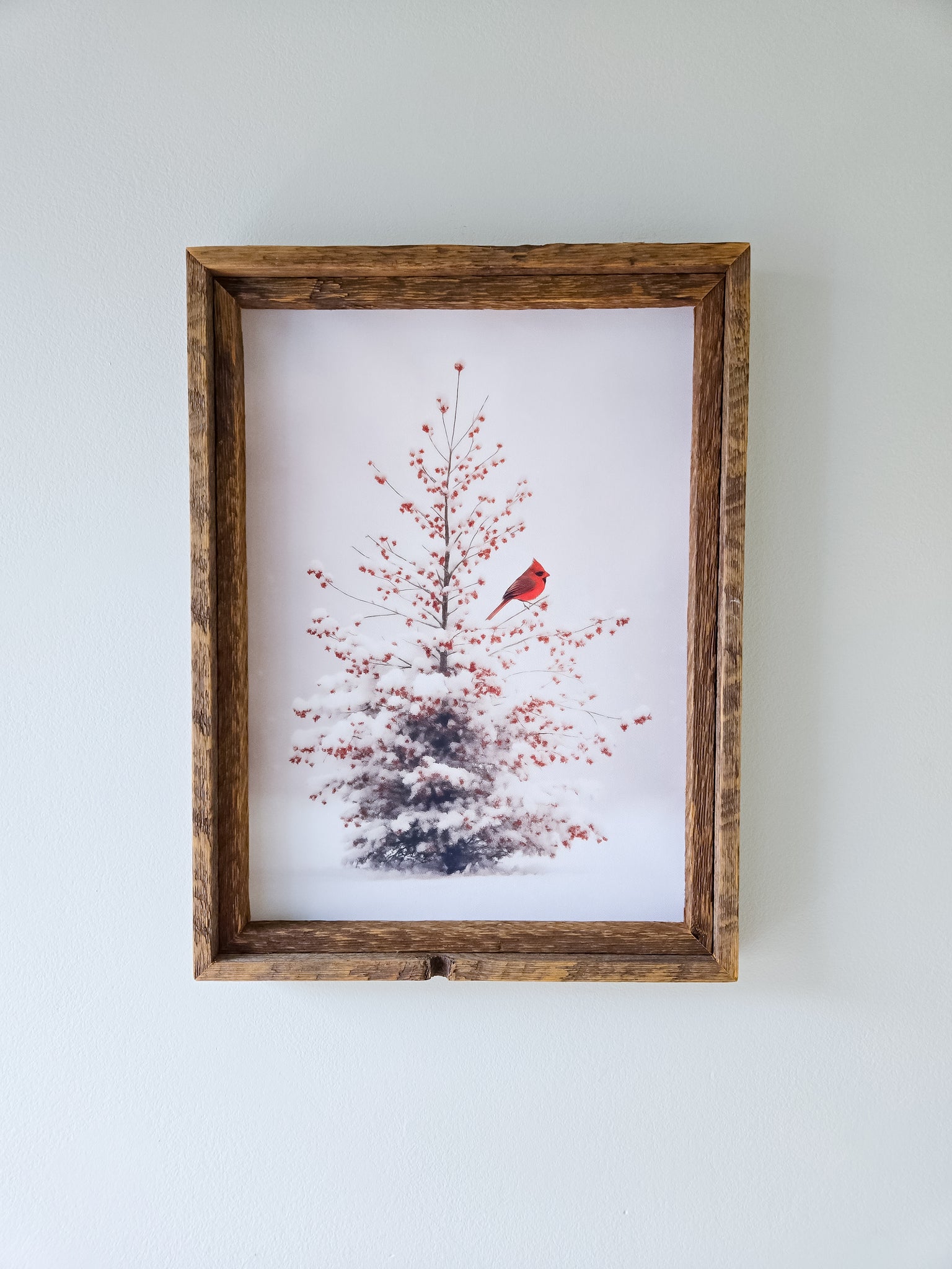 13x17" Winter Tree Cardinal Double Framed Canvas