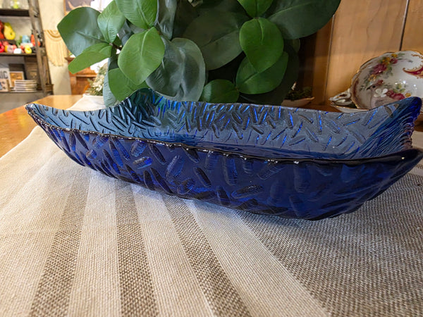 Vintage Blue Glass Dish
