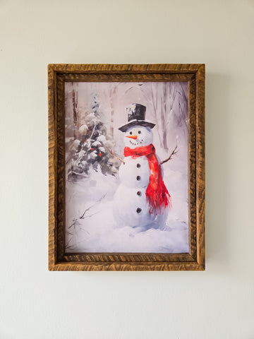 13x17" Snowman Double Framed Canvas