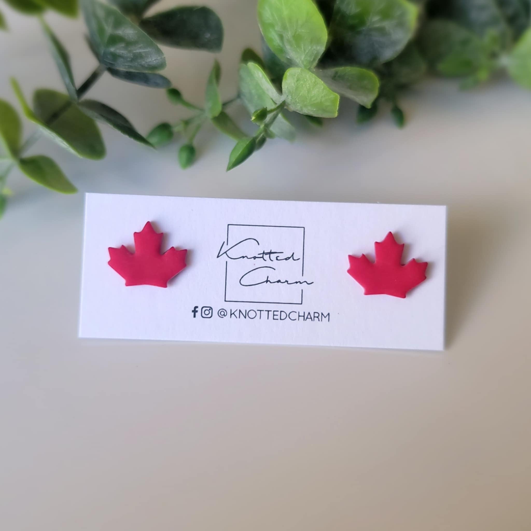 Maple leaf stud earrings