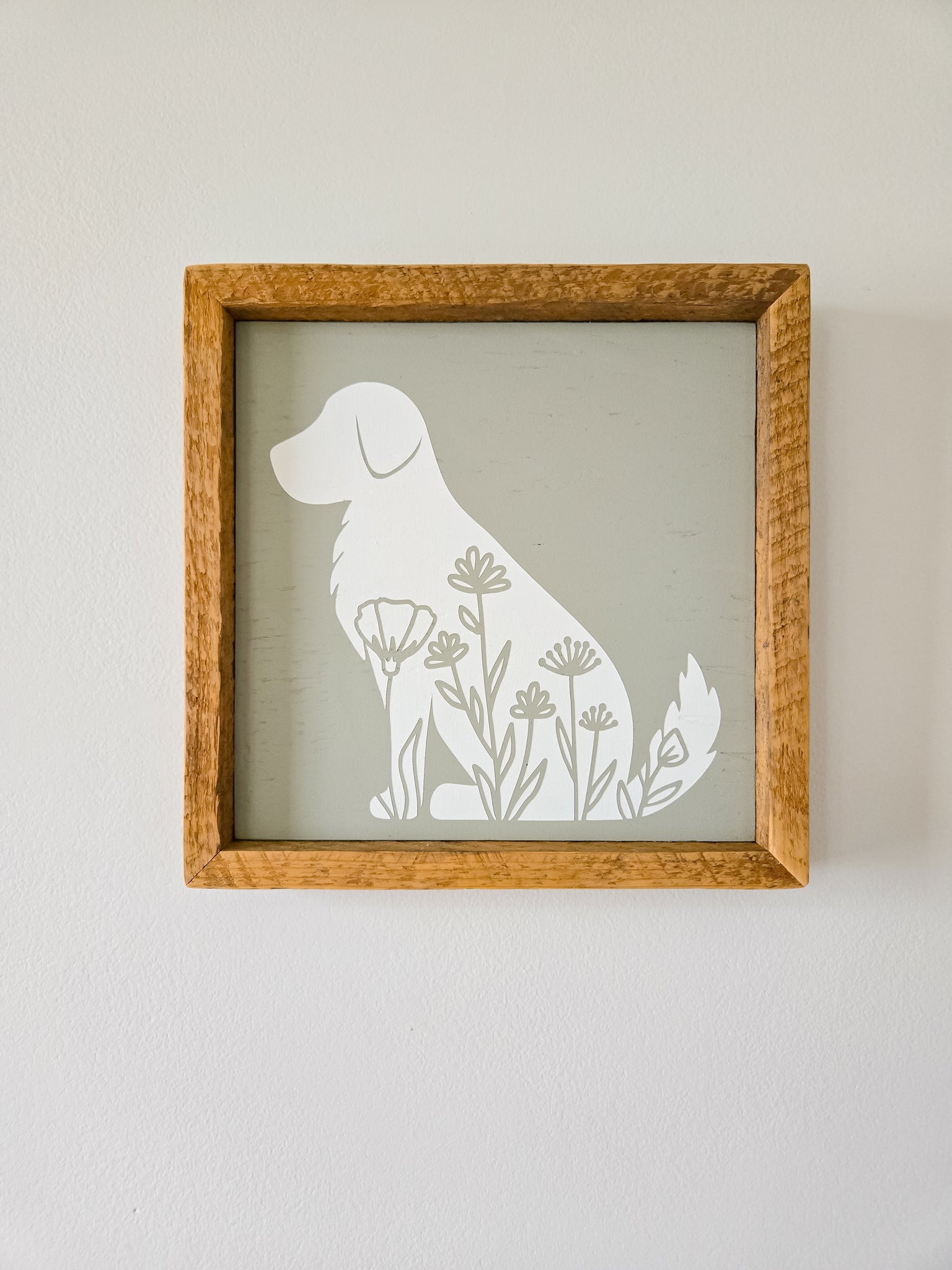 9x9 Floral dog sign-green