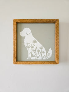 9x9 Floral dog sign-green
