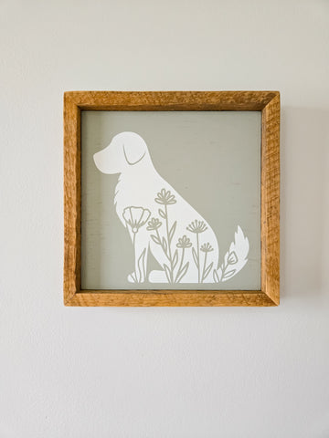 9x9 Floral dog sign-green