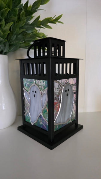 Stained Glass Small 4 Panel Lantern- Ghosts