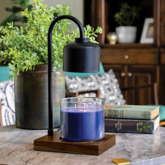 Arched Candle Warmer Lamp -Black & Wood