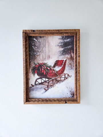 13x17" Sleigh Double Framed Canvas