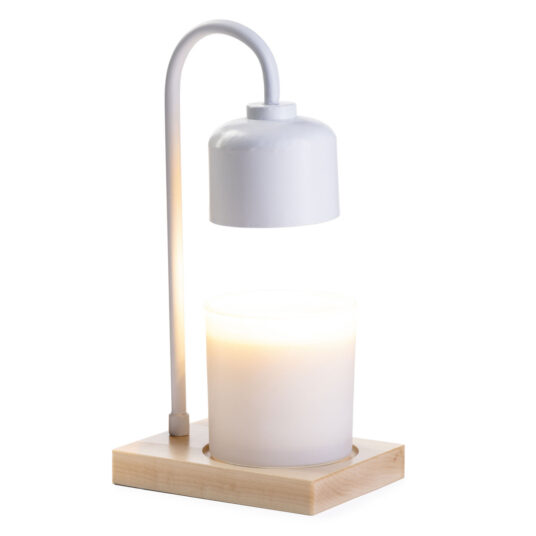 Arched Candle Warmer Lamp -White & Wood
